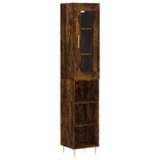 Buffet haut Chêne fumé 34,5x34x180 cm Bois d'ingénierie