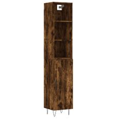 Buffet haut Chêne fumé 34,5x34x180 cm Bois d'ingénierie