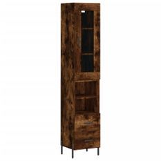 Buffet haut Chêne fumé 34,5x34x180 cm Bois d'ingénierie