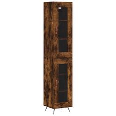 Buffet haut Chêne fumé 34,5x34x180 cm Bois d'ingénierie