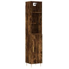 Buffet haut Chêne fumé 34,5x34x180 cm Bois d'ingénierie