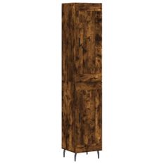 Buffet haut Chêne fumé 34,5x34x180 cm Bois d'ingénierie