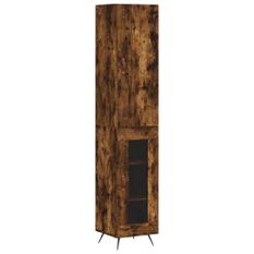 Buffet haut Chêne fumé 34,5x34x180 cm Bois d'ingénierie