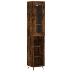 Buffet haut Chêne fumé 34,5x34x180 cm Bois d'ingénierie