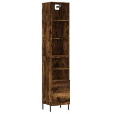 Buffet haut Chêne fumé 34,5x34x180 cm Bois d'ingénierie