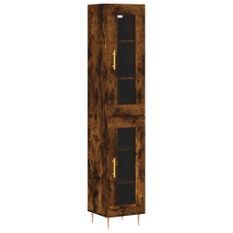 Buffet haut Chêne fumé 34,5x34x180 cm Bois d'ingénierie