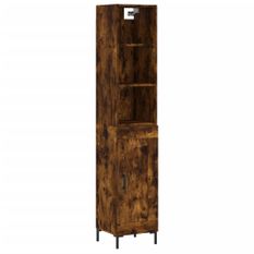 Buffet haut Chêne fumé 34,5x34x180 cm Bois d'ingénierie