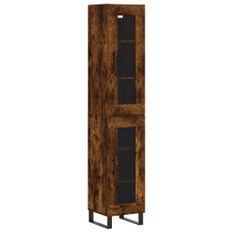 Buffet haut Chêne fumé 34,5x34x180 cm Bois d'ingénierie