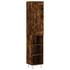 Buffet haut Chêne fumé 34,5x34x180 cm Bois d'ingénierie