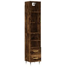 Buffet haut Chêne fumé 34,5x34x180 cm Bois d'ingénierie