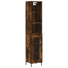 Buffet haut Chêne fumé 34,5x34x180 cm Bois d'ingénierie