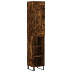 Buffet haut Chêne fumé 34,5x34x180 cm Bois d'ingénierie