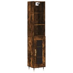 Buffet haut Chêne fumé 34,5x34x180 cm Bois d'ingénierie