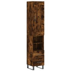 Buffet haut Chêne fumé 34,5x34x180 cm Bois d'ingénierie