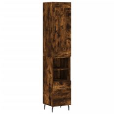 Buffet haut Chêne fumé 34,5x34x180 cm Bois d'ingénierie