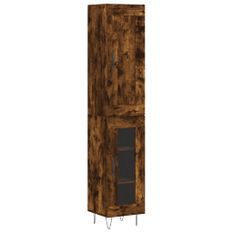 Buffet haut Chêne fumé 34,5x34x180 cm Bois d'ingénierie