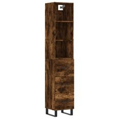 Buffet haut Chêne fumé 34,5x34x180 cm Bois d'ingénierie