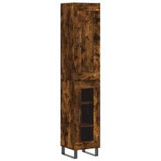 Buffet haut Chêne fumé 34,5x34x180 cm Bois d'ingénierie