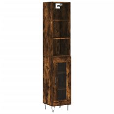 Buffet haut Chêne fumé 34,5x34x180 cm Bois d'ingénierie