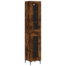 Buffet haut Chêne fumé 34,5x34x180 cm Bois d'ingénierie