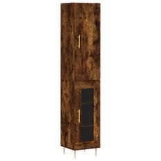 Buffet haut Chêne fumé 34,5x34x180 cm Bois d'ingénierie