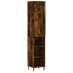 Buffet haut Chêne fumé 34,5x34x180 cm Bois d'ingénierie