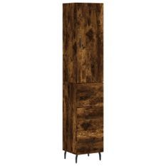 Buffet haut Chêne fumé 34,5x34x180 cm Bois d'ingénierie