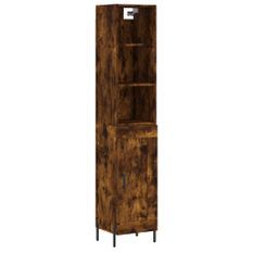 Buffet haut Chêne fumé 34,5x34x180 cm Bois d'ingénierie