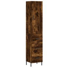 Buffet haut Chêne fumé 34,5x34x180 cm Bois d'ingénierie