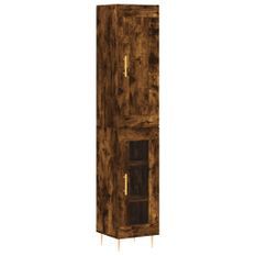 Buffet haut chêne fumé 34,5x34x180 cm bois d'ingénierie