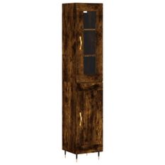 Buffet haut Chêne fumé 34,5x34x180 cm Bois d'ingénierie