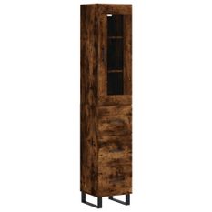 Buffet haut Chêne fumé 34,5x34x180 cm Bois d'ingénierie