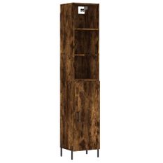 Buffet haut Chêne fumé 34,5x34x180 cm Bois d'ingénierie