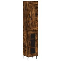 Buffet haut Chêne fumé 34,5x34x180 cm Bois d'ingénierie