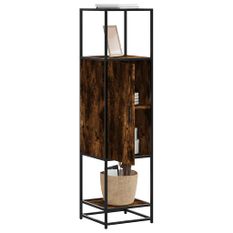 Buffet haut chêne fumé 35,5x35x139 cm bois d'ingénierie métal