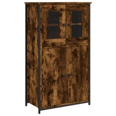 Buffet haut chêne fumé 62x32x106,5 cm bois d'ingénierie