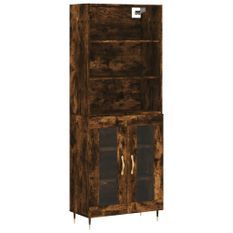 Buffet haut Chêne fumé 69,5x34x180 cm Bois d'ingénierie