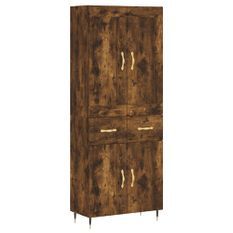 Buffet haut Chêne fumé 69,5x34x180 cm Bois d'ingénierie