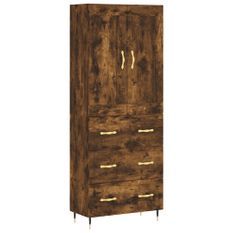 Buffet haut Chêne fumé 69,5x34x180 cm Bois d'ingénierie