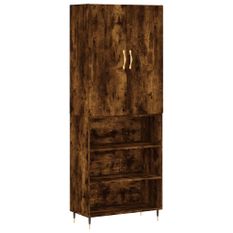 Buffet haut Chêne fumé 69,5x34x180 cm Bois d'ingénierie