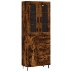 Buffet haut Chêne fumé 69,5x34x180 cm Bois d'ingénierie