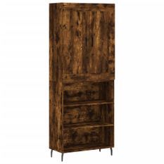 Buffet haut Chêne fumé 69,5x34x180 cm Bois d'ingénierie