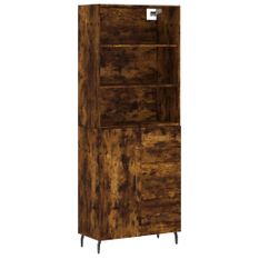 Buffet haut Chêne fumé 69,5x34x180 cm Bois d'ingénierie