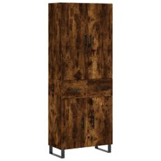 Buffet haut Chêne fumé 69,5x34x180 cm Bois d'ingénierie