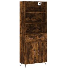 Buffet haut Chêne fumé 69,5x34x180 cm Bois d'ingénierie