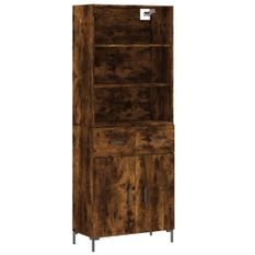 Buffet haut Chêne fumé 69,5x34x180 cm Bois d'ingénierie