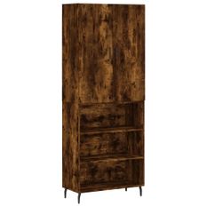 Buffet haut Chêne fumé 69,5x34x180 cm Bois d'ingénierie