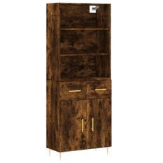 Buffet haut Chêne fumé 69,5x34x180 cm Bois d'ingénierie