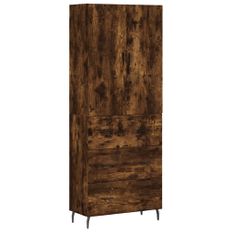 Buffet haut Chêne fumé 69,5x34x180 cm Bois d'ingénierie