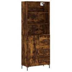 Buffet haut Chêne fumé 69,5x34x180 cm Bois d'ingénierie